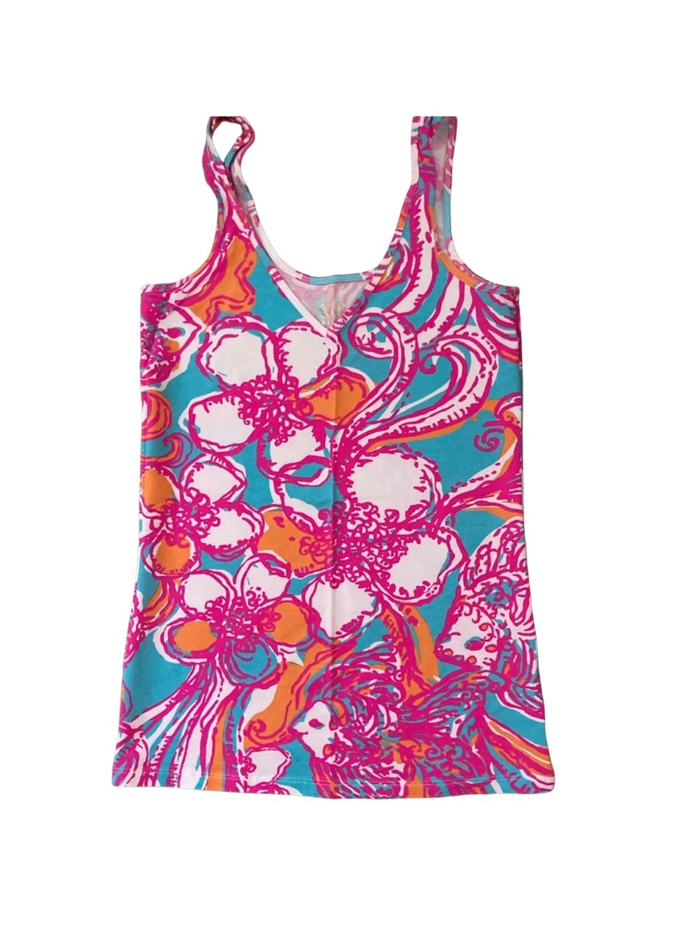 Lilly Pulitzer Sugar Bright Floral Tank Top in Turquoise, Pink & Orange